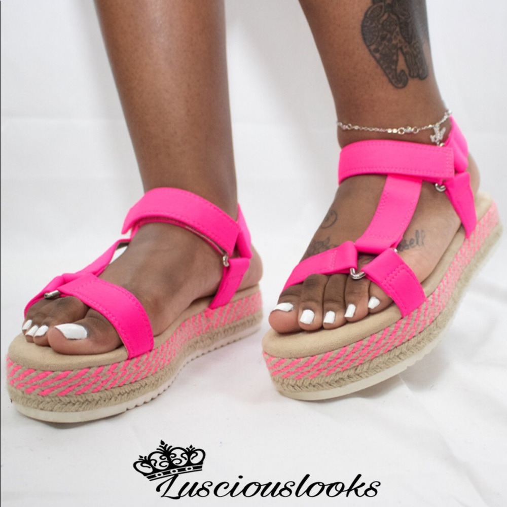 Pink Harness Platform Sandals